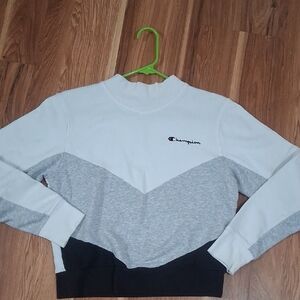 Champion Women's Tri-Tone Sweatshirt - White, Gray, Black